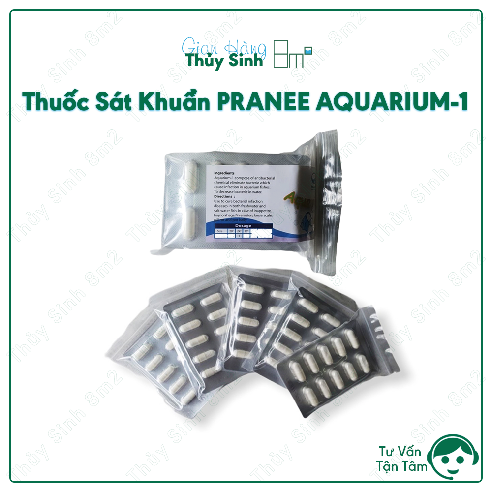 Viên Sát Khuẩn PRANEE AQUARIUM-1 Hồ Thủy Sinh - Khi Cá Tép Cảnh Chết Lai Rai - 8m2