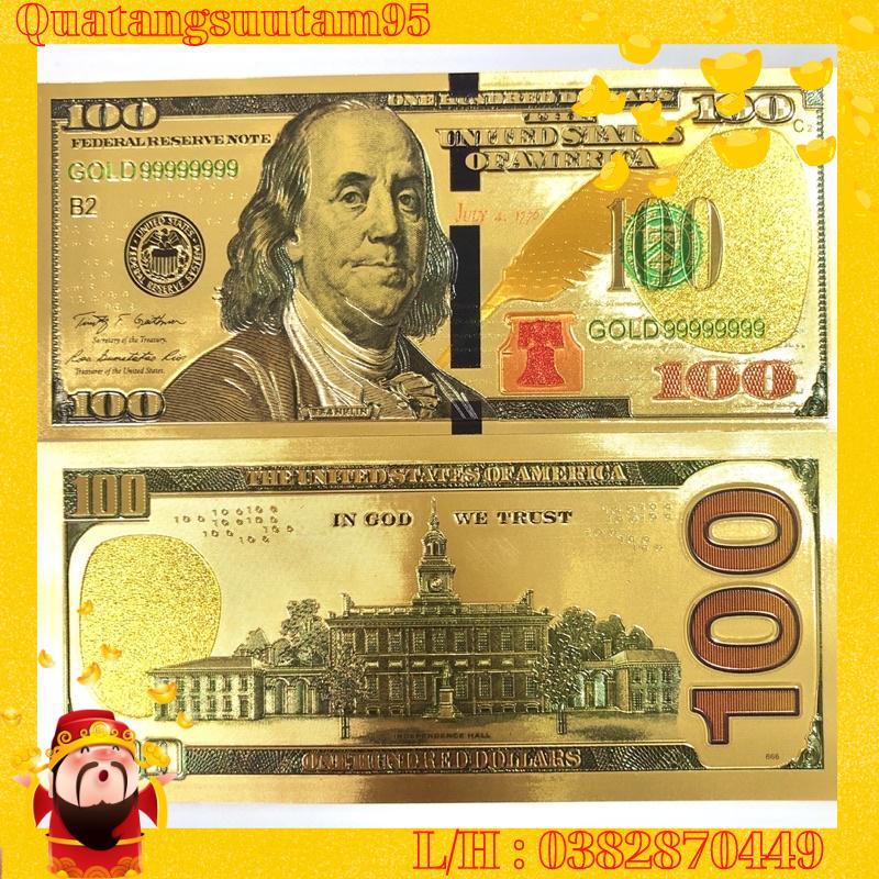 Tờ tiền 100 đô - 100 usd mạ vàng lì xì tết phong thuỷ tài lộc may mắn