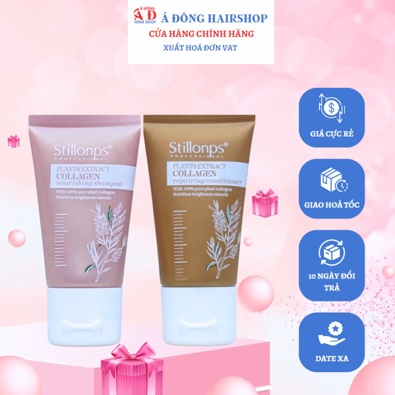 Cặp dầu gội xả dưỡng sinh stillonps collagen phục hồi mềm mượt tóc mini 30ml*2