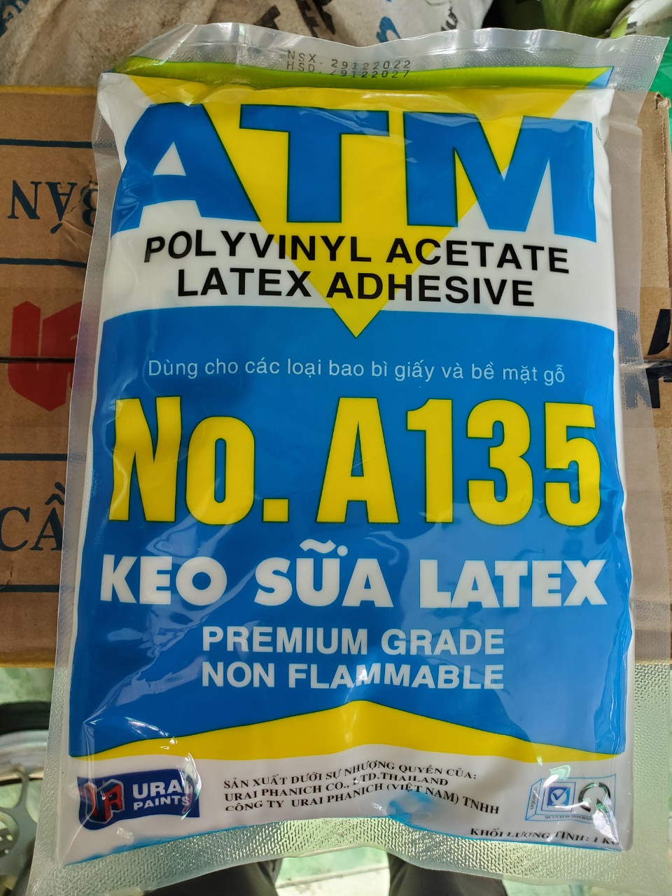 Keo sữa latex ATM 135 URAI chính hãng/keo sữa chống thấm/ dán giấy/keo dán thùng/keo dán simili/keo ép gỗ/keo dán vải...1kg