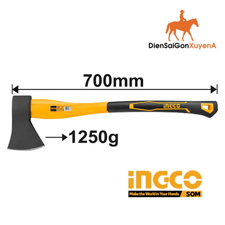 Búa Rìu Cán Nhựa Lõi Thép 1250g Dài 70cm INGCO HAX02012508 - Điện Sài Gòn Xuyên Á