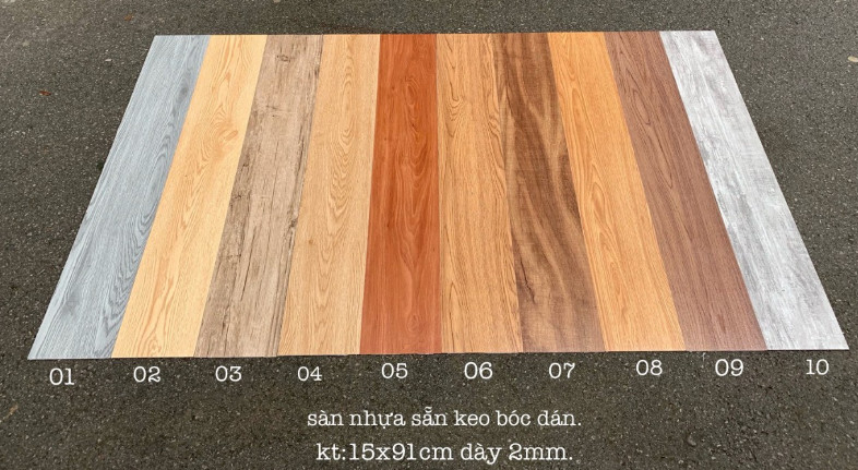 Tấm sàn nhựa giả vân gỗ loại 1 có sẵn keo độ dày đủ 2mm kích thước 91,4cmx15,8cm. . Độ dày 1,8mm (7 tấm 1 mét vuông)