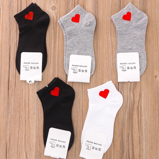 Combo 10 đôi tất tim chất liệu cotton thoáng mát đủ màu