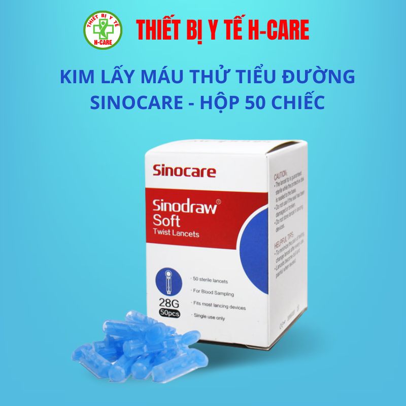 Kim lấy máu thử đường huyết đầu tròn Soft hộp 50 kim - Chích máu test thử tiểu đường - Phù hợp với các loại máy đo đường huyết Oncall, Sinocare [TBYT H-Care]