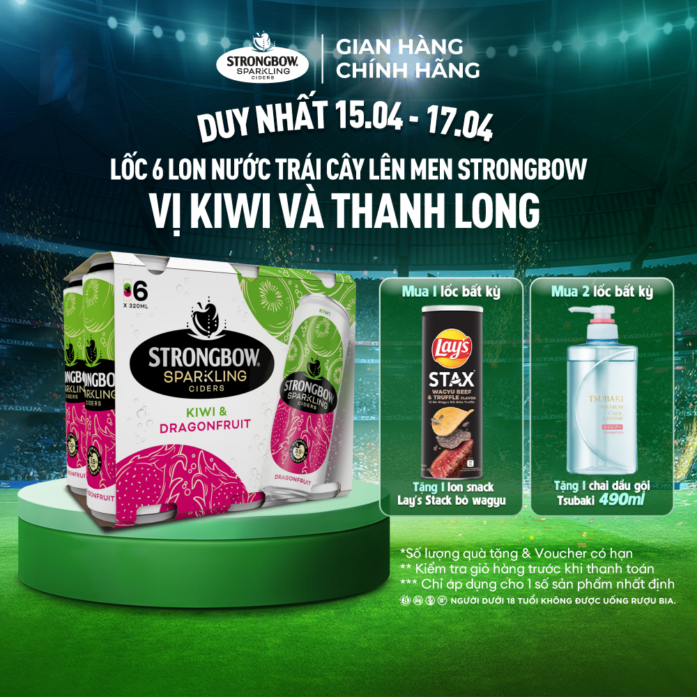 Lốc 6 Lon Nước Trái Cây Lên Men Strongbow Vị Kiwi Và Thanh Long 320ml/lon