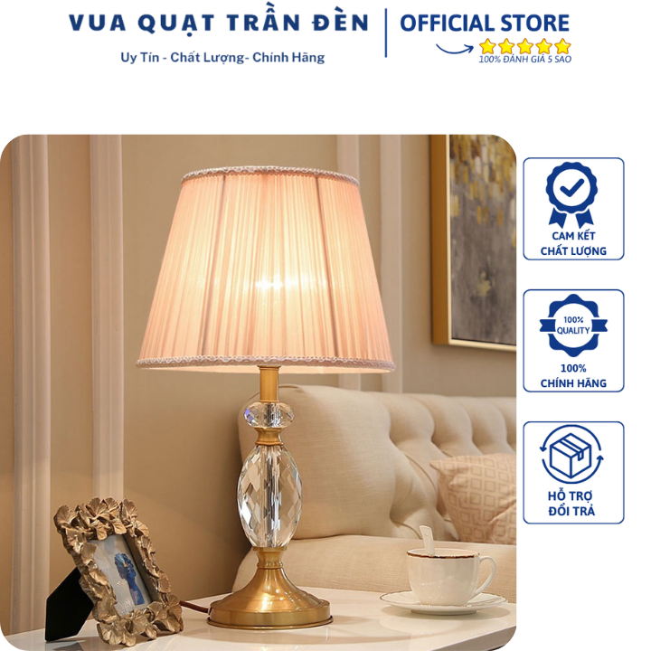 Đèn bàn ngủ thủy tinh qtd835, đèn phòng ngủ/phòng khách hiện đại