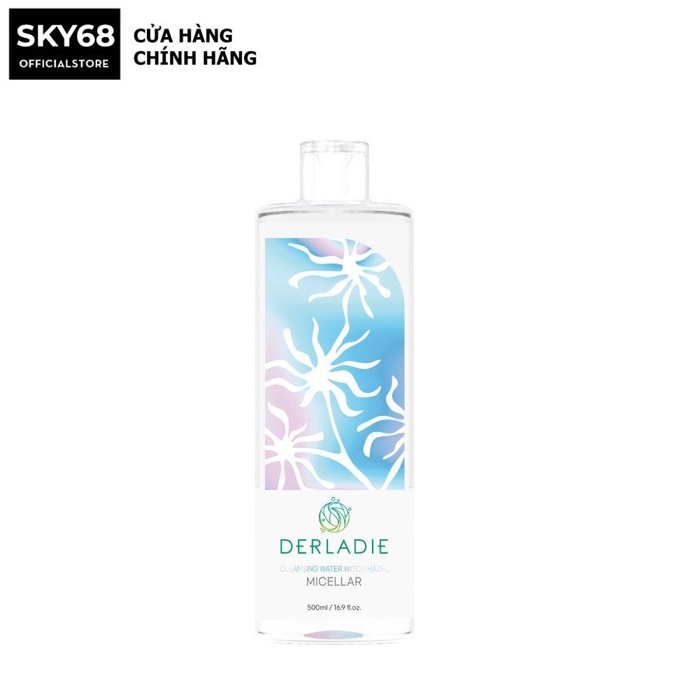 Nước Tẩy Trang Chiết xuất cây phỉ Làm Sạch Da, Kháng Khuẩn Derladie Cleansing Water Witch Hazel 500ml