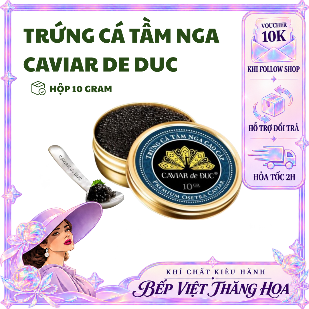 [HỎA TỐC HCM] Trứng Cá Tầm Nga Caviar de Đuc Cao Cấp Hộp 10 Gram
