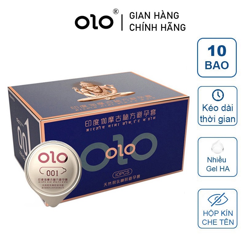 Bao cao su kéo dài thời gian olo 001 ấn độ bao cao su siêu mỏng nhiều gel bôi trơn 10 bcs