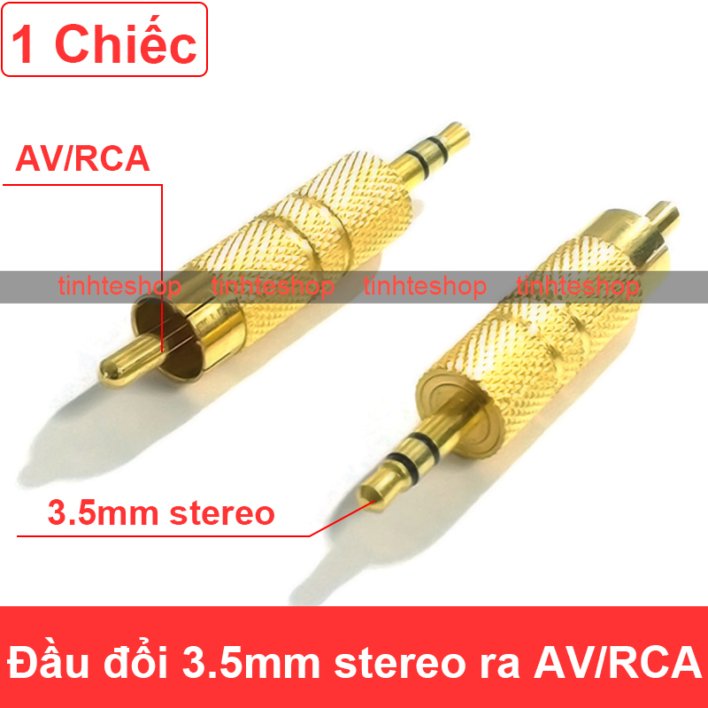 Đầu đổi âm thanh 3.5mm stereo đực ra AV RCA đực - Giắc chuyển audio RCA AV male ra audio 3.5mm stereo male