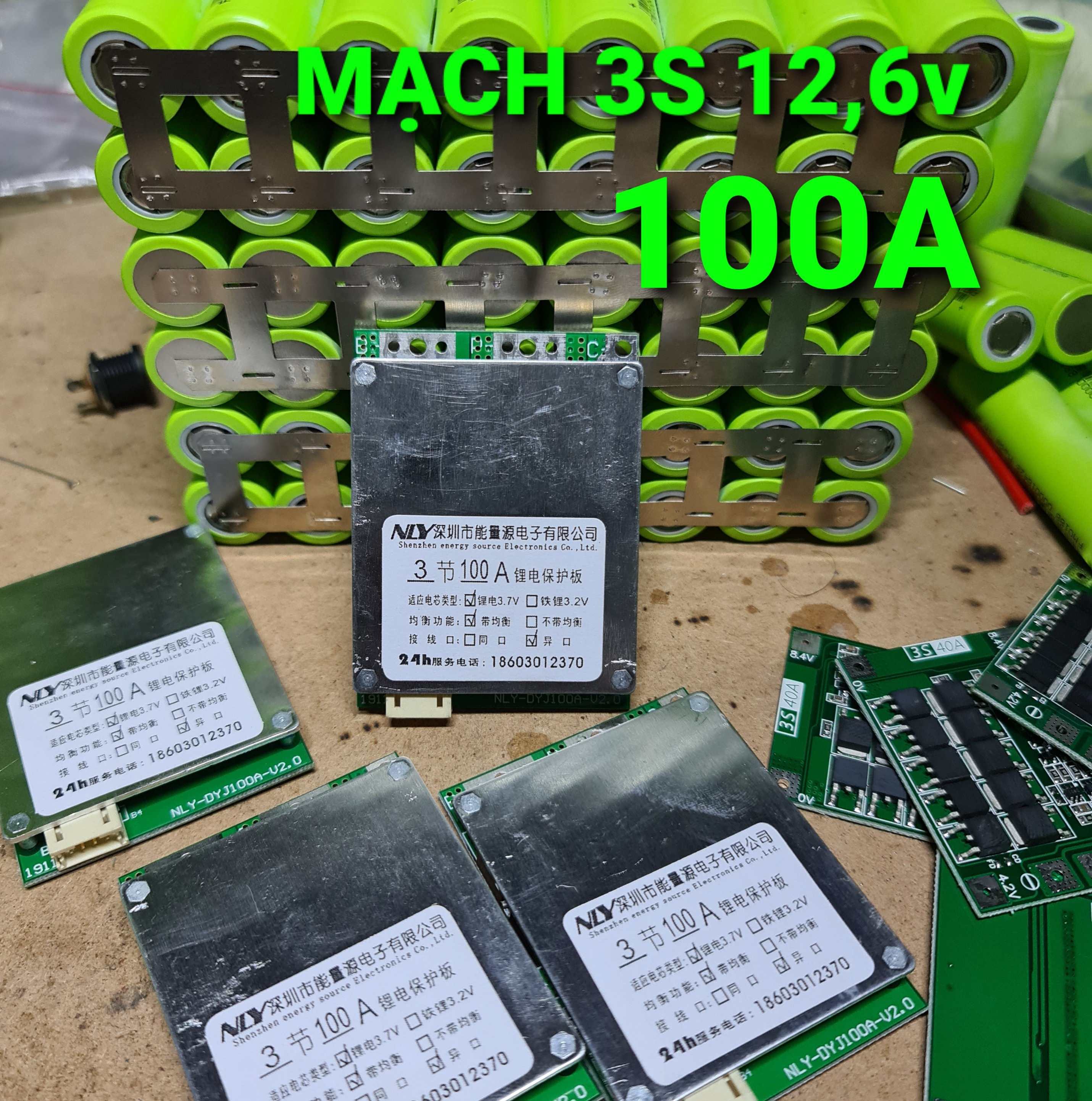 Mạch 3s 12,6v 100A (Công suất lớn, có nhôm tản nhiệt). Mạch 3s bảo vệ pin lithium 18650 xả cao liên tục 100A. Mạch Bms bảo vệ pin lithium ion, Sạc cân bằng tăng tuổi thọ pin - LiMo