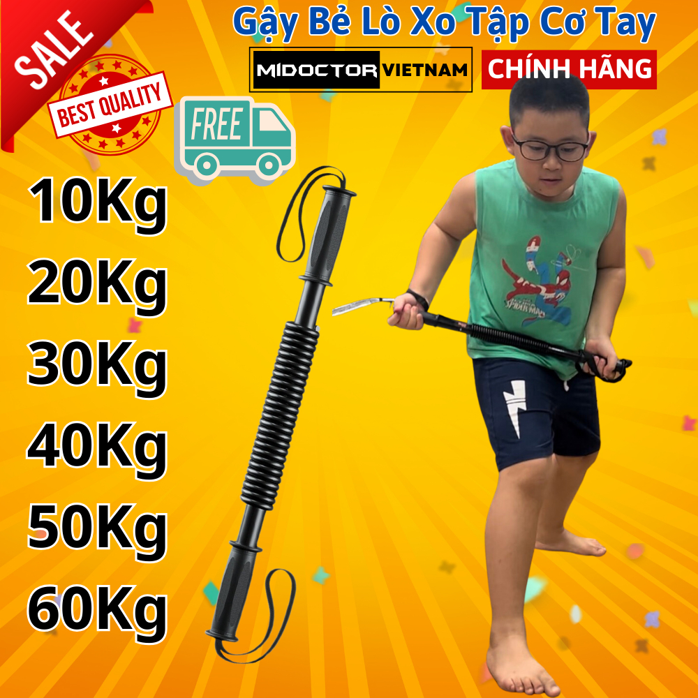 Combo gậy bẻ lò xo cho bé 10kg 20kg 30kg 40kg 50kg 50kg 60kg tập cơ tay trẻ em người lớn - hãng midoctor