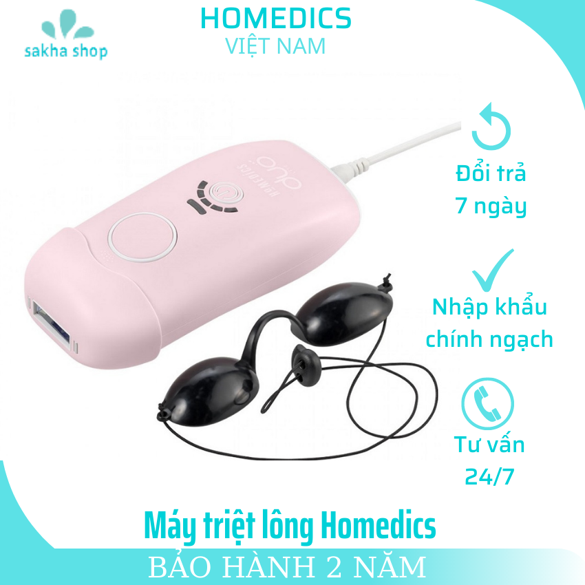 Máy triệt lông vĩnh viễnmini Homedics HH180, sử dụng công nghệ kép IPL và AFT tẩy lông hiệu quả an toàn, spa tại nhà, sakha shop