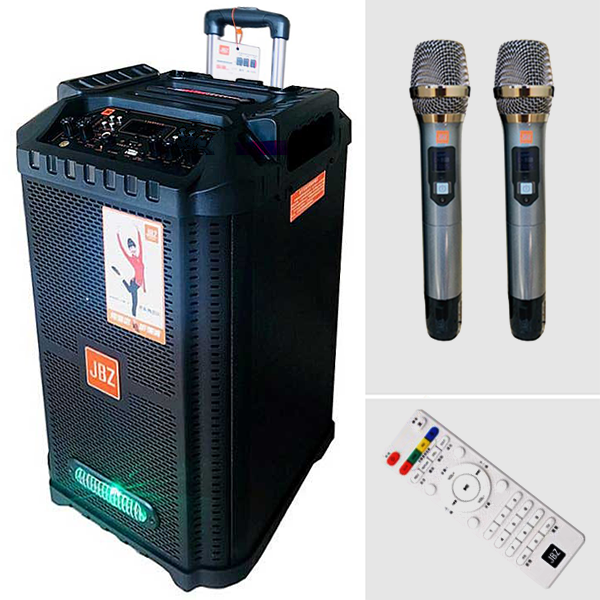 Loa kẹo kéo xách tay JBZ 0806 3 tấc tặng kèm 2 mic không dây