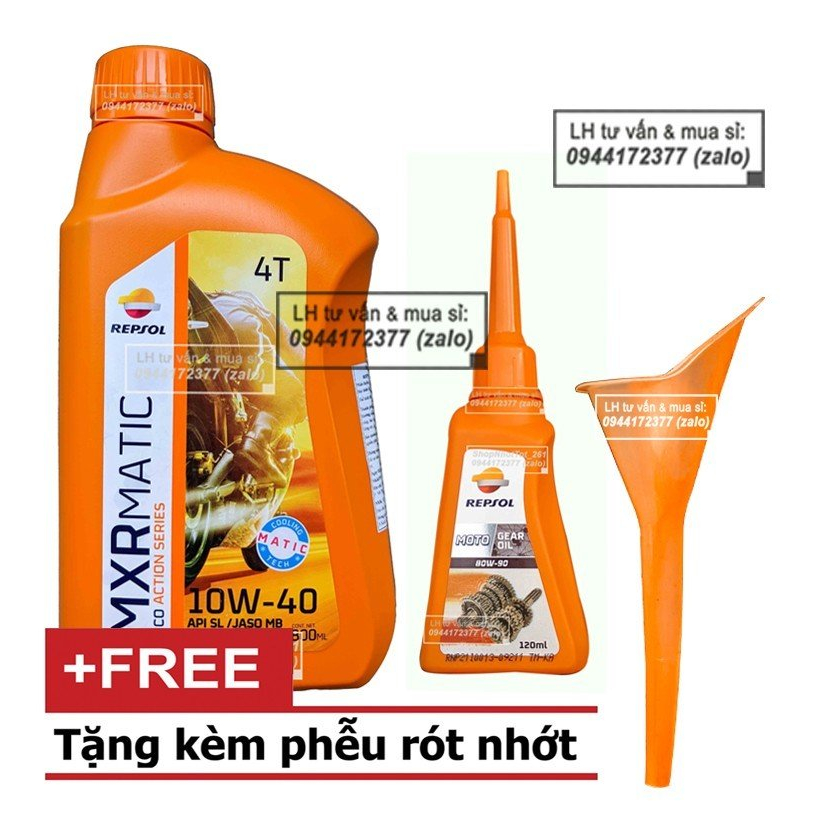 Combo dầu nhớt tay ga repsol mxr matic 10w40 800ml nhớt lap repsol 120ml