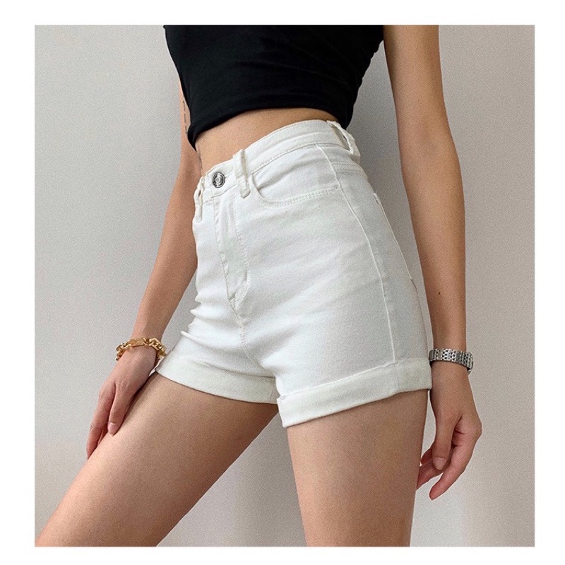 Quần đùi nữ lưng cao quần short kaki lật lai - Q02