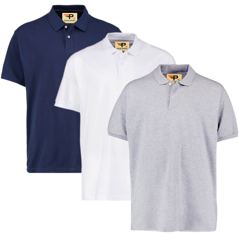 Bộ 3 Áo Thun Nam Big Size Cổ Bẻ Polo Pigo Fashion Pb01 (Xanh Đen,Trắng,Xám)