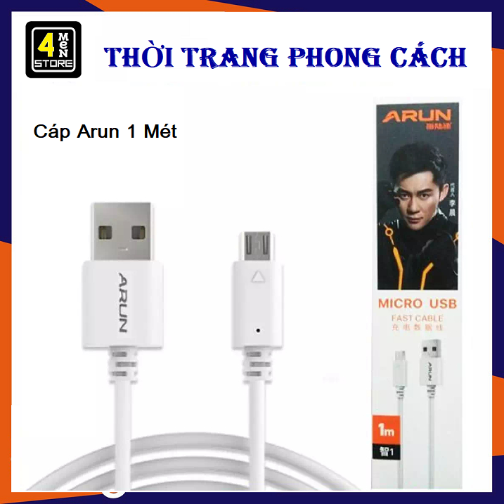[HCM]⚡ Cáp Sạc Micro USB ARUN dài 1m - Cáp Sạc Arun 1M ( Trắng ) ⚡