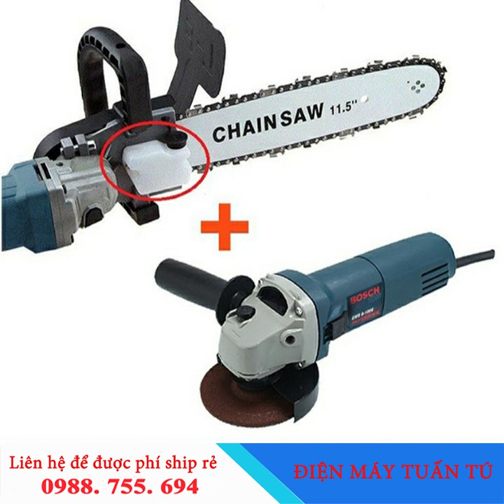 Máy mài và bộ cưa xích - Máy cưa xích điện 220V từ máy mài