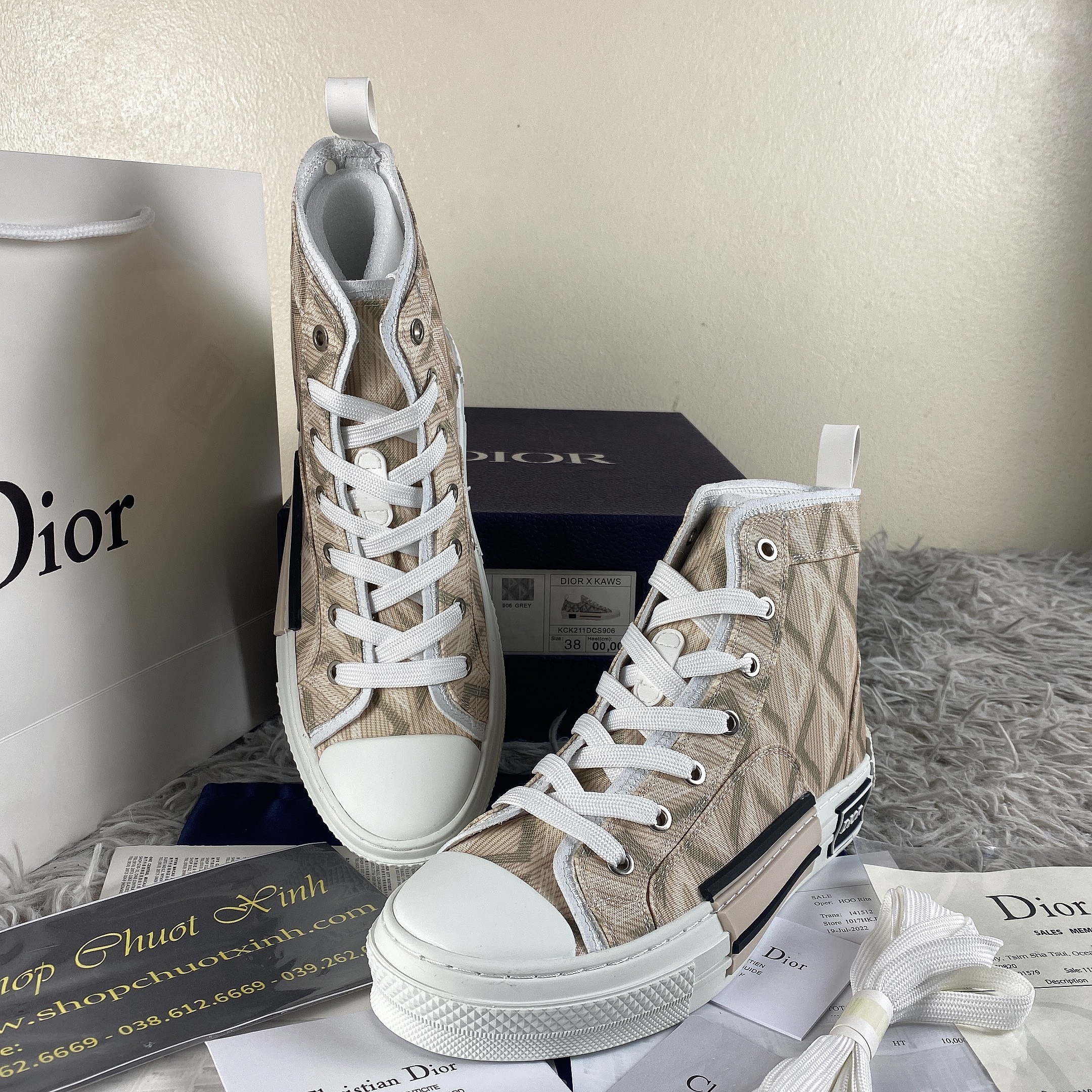 Giày Dior B23 Cổ Cao Trắng LikeAuth