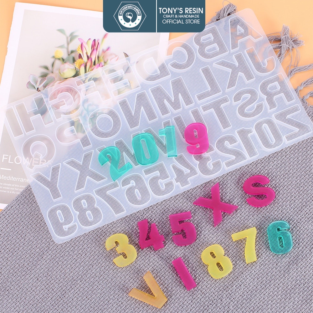Khuôn silicon bảng chữ cái làm bánh, đổ resin, làm móc khóa dễ thương, đồ thủ công handmade resin