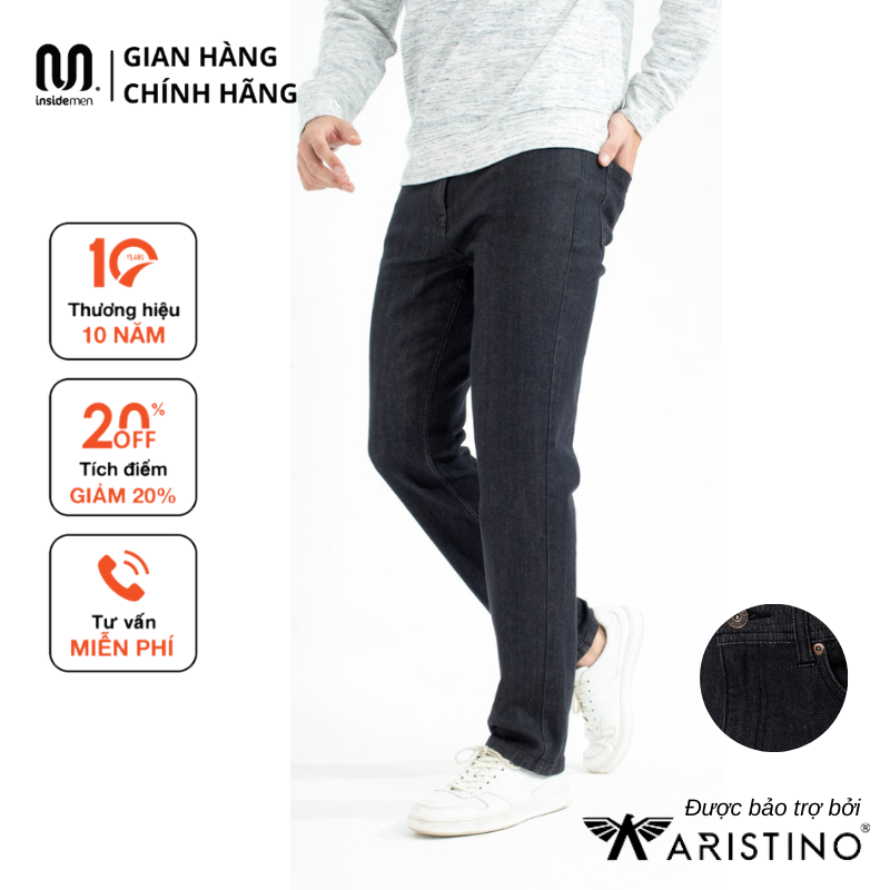 Quần jeans nam ống đứng cao cấp Insidemen - Quần jeans cao cấp cotton co giãn màu đen - Quần dài nam đẹp 2022 dáng regular fit - IJN00201