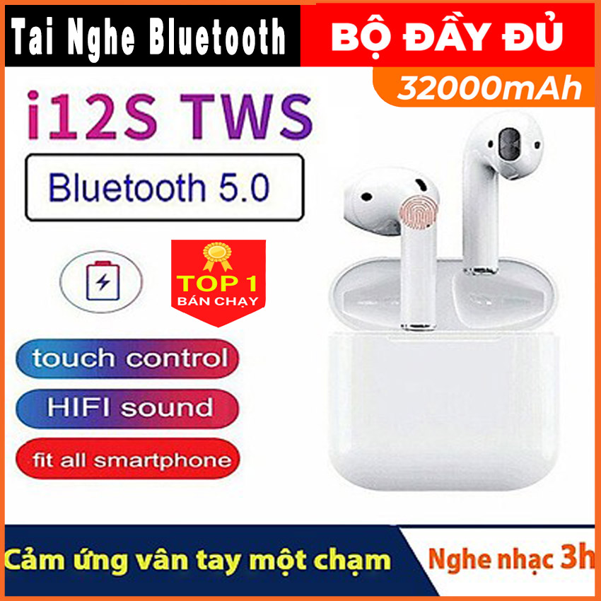 Tai nghe bluetooth phiên bản Pro nâng cấp hỗ trợ mọi dòng máy, pin trâu hơn, nghe hay hơn - Tai nghe bluetooth không dây i12 phiên bản mới, Tai nghe bluetooth pin trâu
