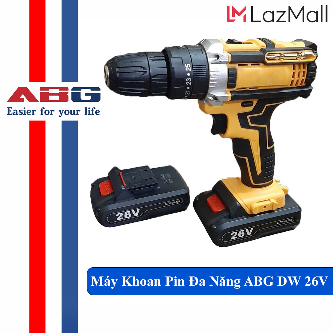 Máy Khoan Pin Đa Năng Cầm Tay ABG DW 26V May Khoan Dung Pin Kèm Bộ Phụ Kiện 24 Món Siết Ốc, Bắt Vít – Hàng Chính Hãng