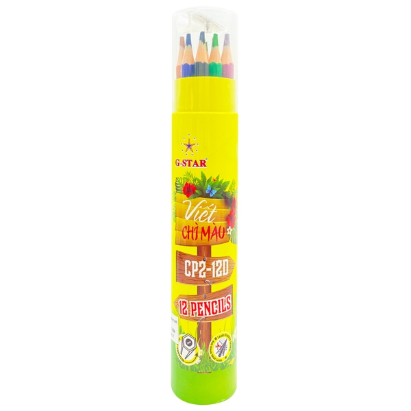 Chì màu 12 màu dài gstar cp2-12d nắp kèm chuốt