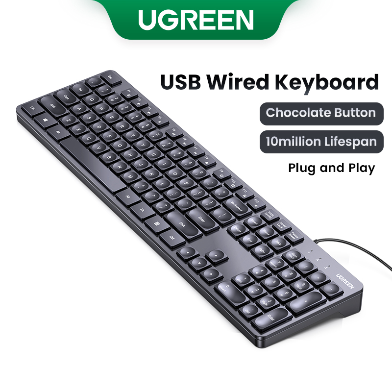 UGREEN Wired Keyboard 104-Keys Mouse 1200DPI with 1.5 Meters Cable for MacBook Tablet Laptop Model:90875
