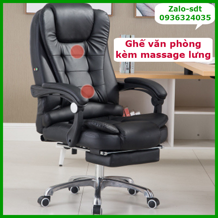 GHẾ GIÁM ĐỐC, GHẾ VĂN PHÒNG KÈM MASSAGE LƯNG, HÀNG LOẠI 1, GHẾ THƯ GIÃN CÓ GIÁ ĐỂ CHÂN - TOPSKY