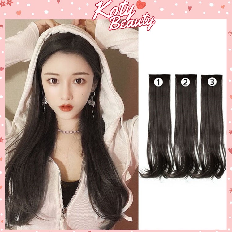 Set 3 Tóc giả kẹp thẳng cúp dài đẹp cho nữ shop Koty, tóc giả nửa đầu làm dày tóc tự nhiên