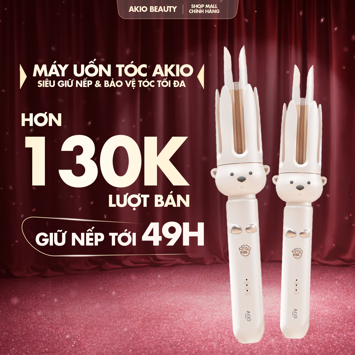 Akio Beauty Automatic Hair Curler Made of Ceramic Material, Curling Diameter 28mm