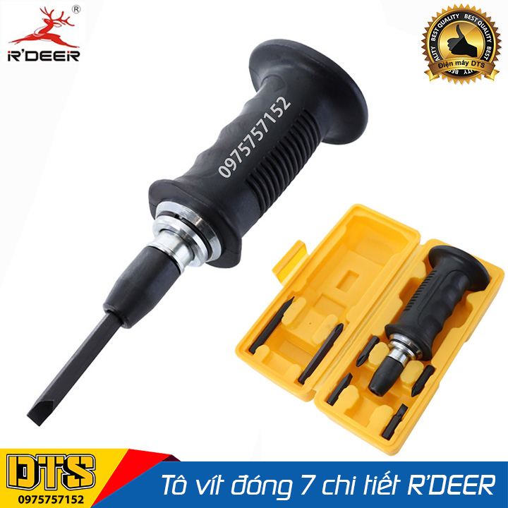 Bộ tô vít đóng 6 mũi cao cấp RDEER RT-6B, lõi thép CR-V, tay cầm bọc cao su TPR công nghệ giảm chấn, bộ tua vít đóng tự xoay đảo chiều