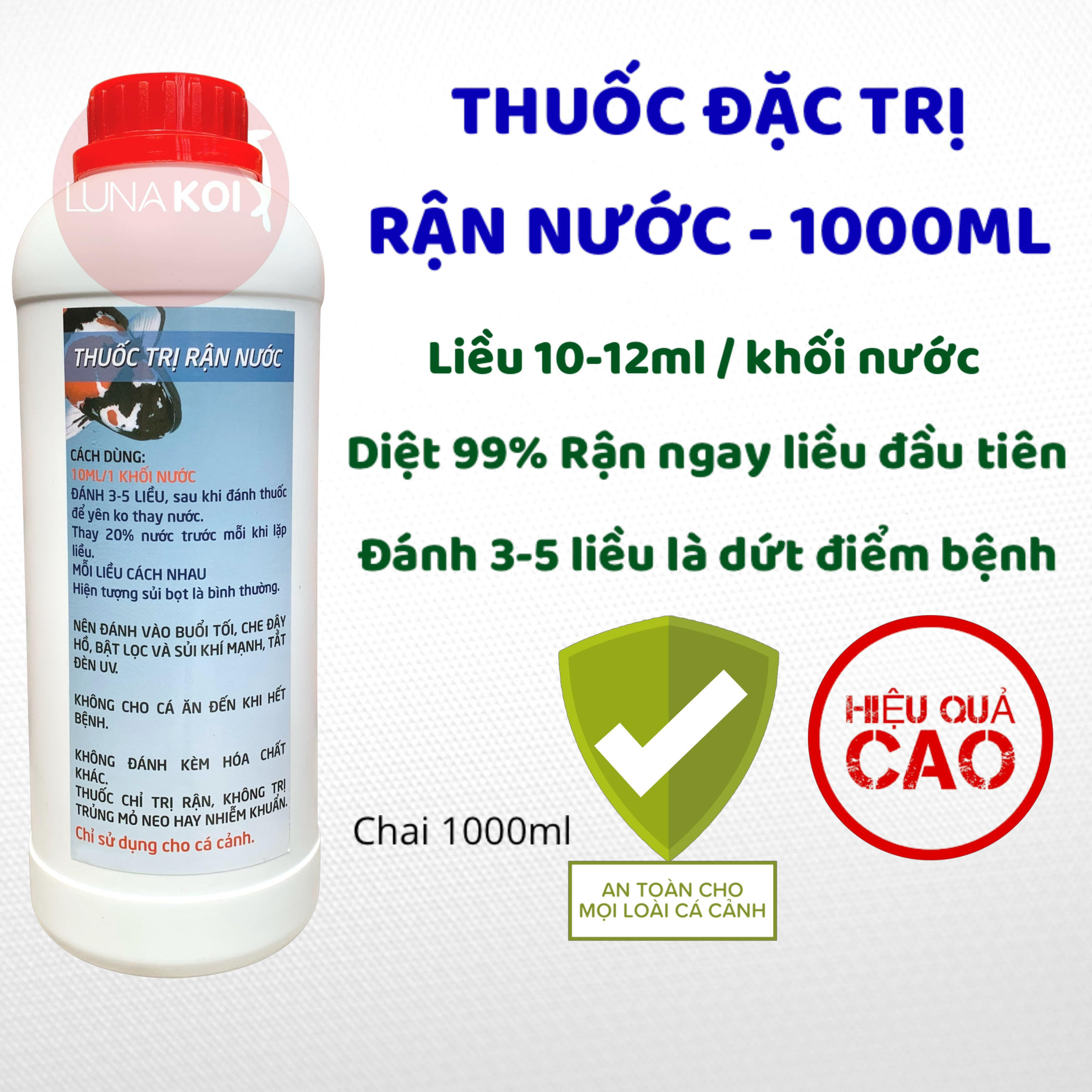Đặc trị rận nước cá Koi, dứt điểm, không tái lại, an toàn - Chai 1000ml