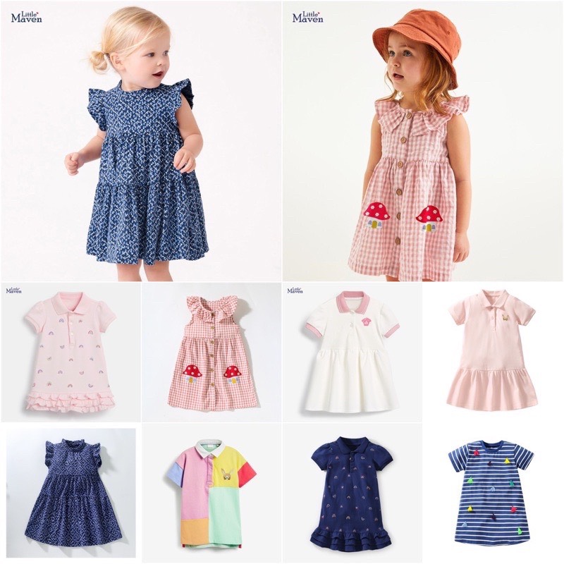 [FREESHIP MAX 15K] Váy thun cotton hè Little maven hàng chính hãng cho bé gái đủ sz từ 2-7 tuổi LINK1