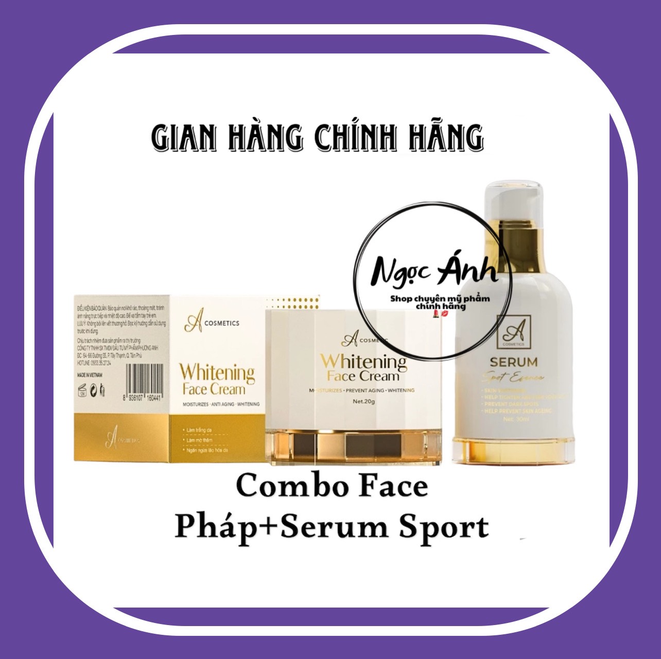 Combo kem face pháp a 2024 và serum huyết thanh a cosmetics chính hãng mỹ phẩm phương anh