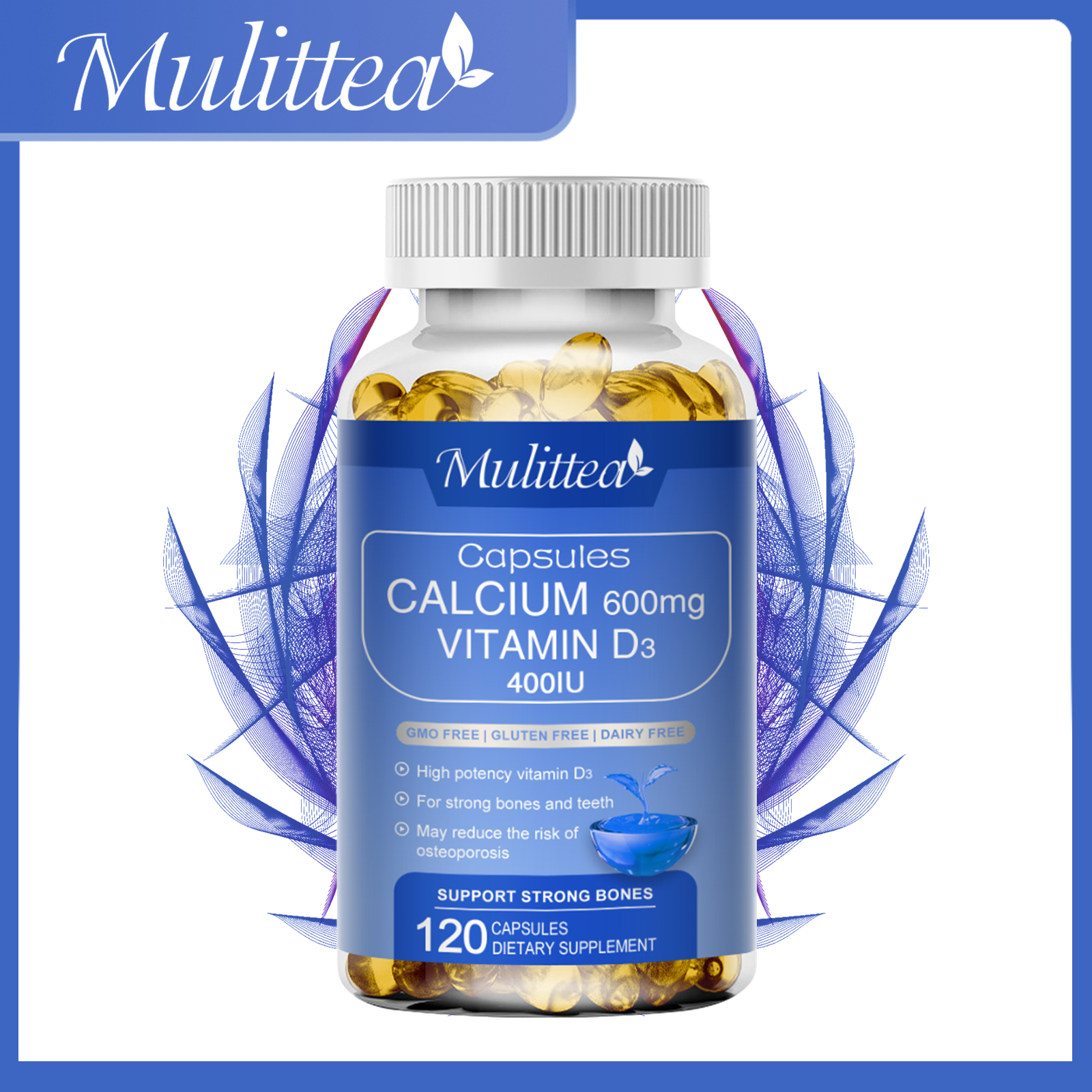 Mulittea Canxi 600 mg với Vitamin D3 400iu cho xương và răng chắc khỏe