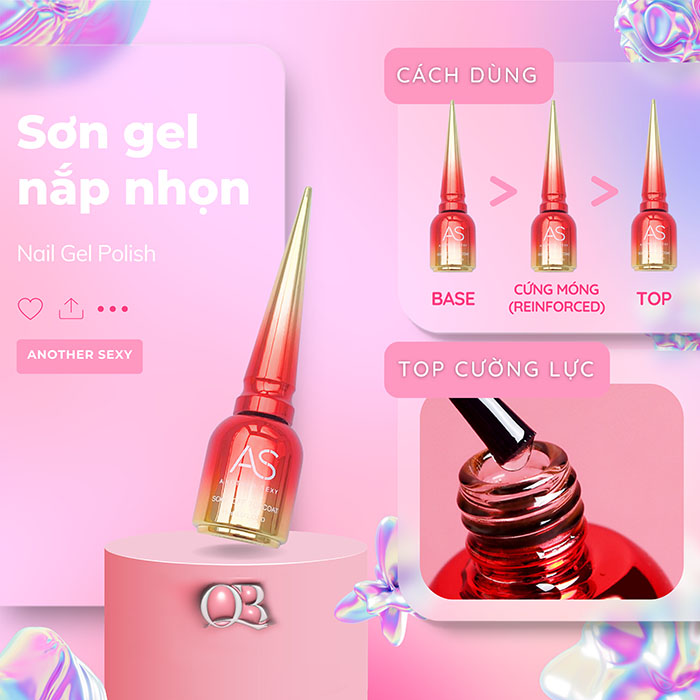 Sơn gel AS sơn basel gel - cứng móng - top bóng cường lực (liên kết gel - bóng gel topcoat) 15ml