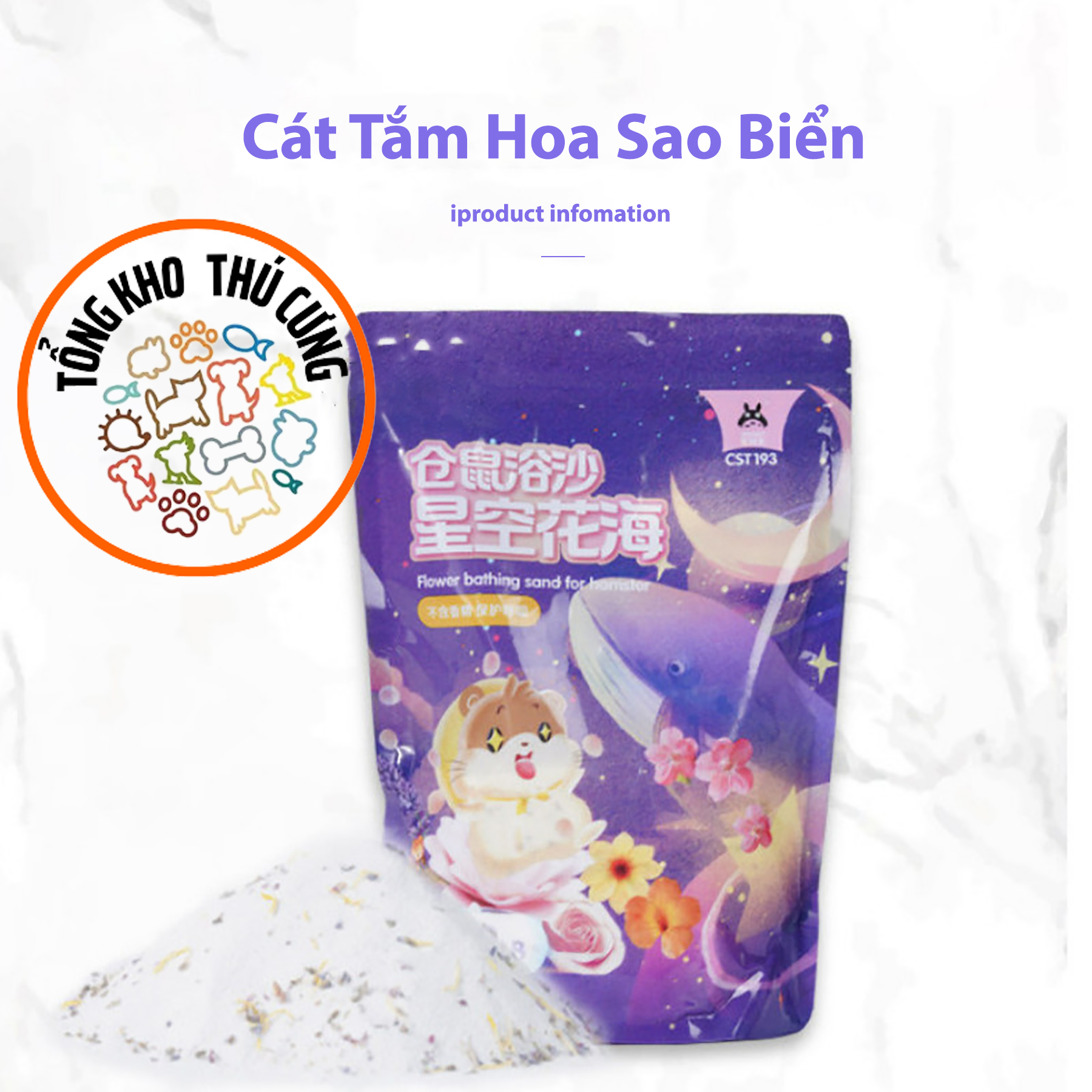 Cát tắm khô hoa sao biển cho hamster, thỏ, bọ, sóc bay thương hiệu Jonsanty 950g