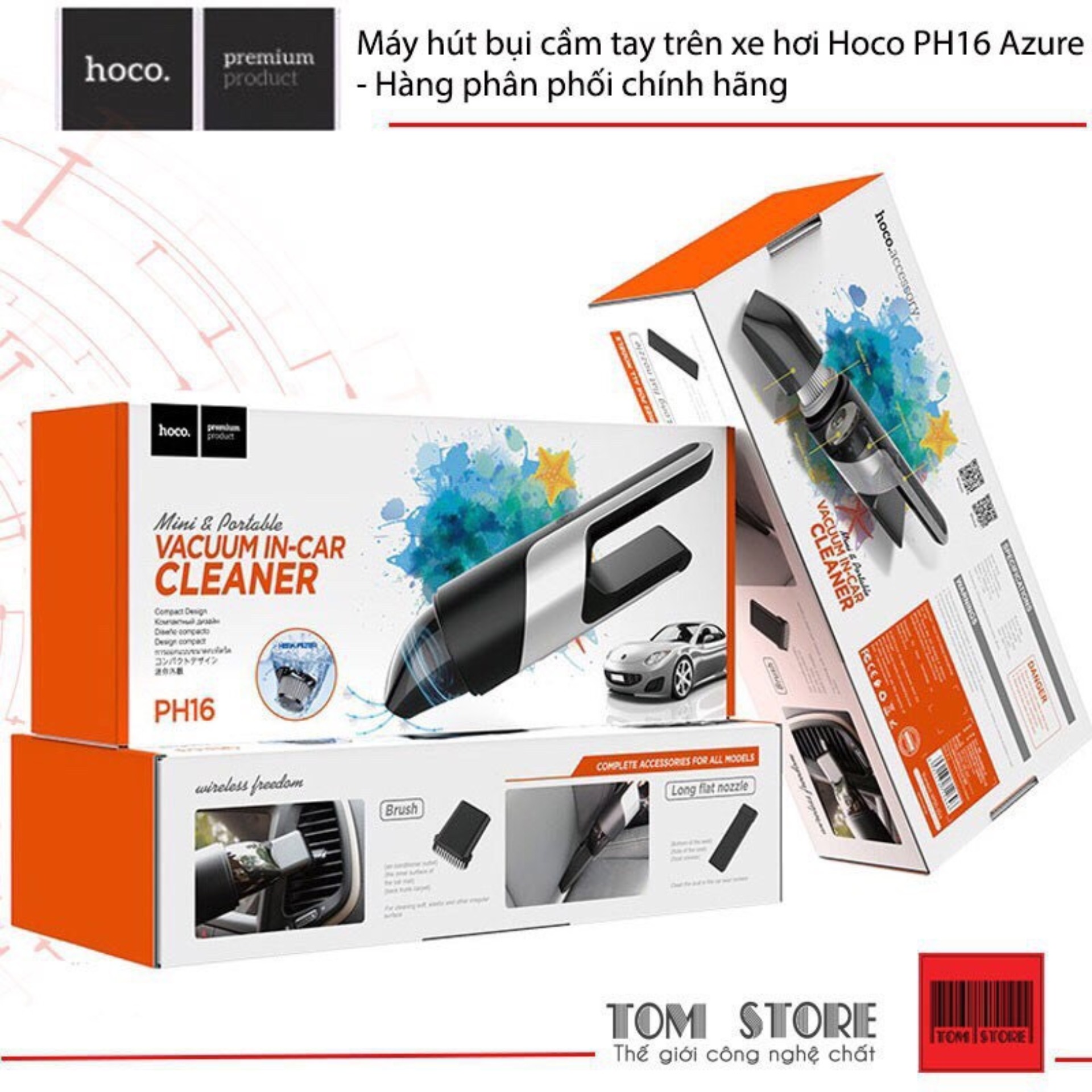Máy hút bụi cầm tay trên xe hơi Hoco PH16 Azure- Hàng phân phối chinhs hãng