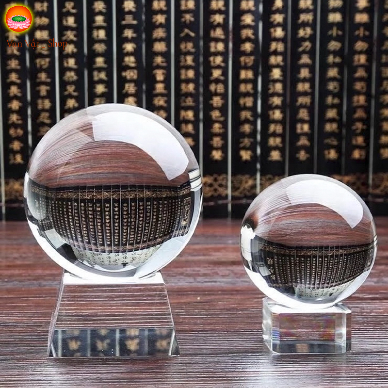 Quả cầu phong thủy pha lê màu trắng, Quả cầu pha lê, hóa giải hung sát, kích tài lộc Size 10cm và 12 cm