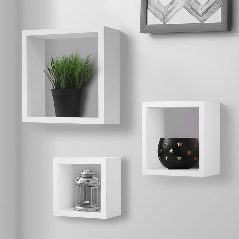 Combo 3 kệ gỗ treo tường hình vuông trang nhã