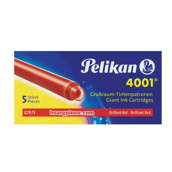 [HCM]Ống mực Pelikan - Cartridge 4001/GTP5 - Đỏ