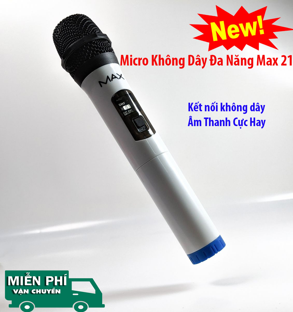 Micro không dây đa năng Max 21 Micro Không Dây Chuyên Nghiệp Micro dành cho loa kéo loa bluetooth amply Thiết kế chắc chắn tỉ mỉ tích hợp chức năng hiện đại Màn hình Led Âm thanh cực hay Bảo hành 12 tháng