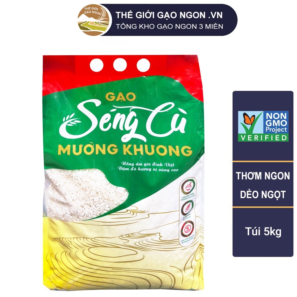 Gạo Séng Cù trắng túi 5Kg - Gạo cực dẻo và ngon, thơm tự nhiên