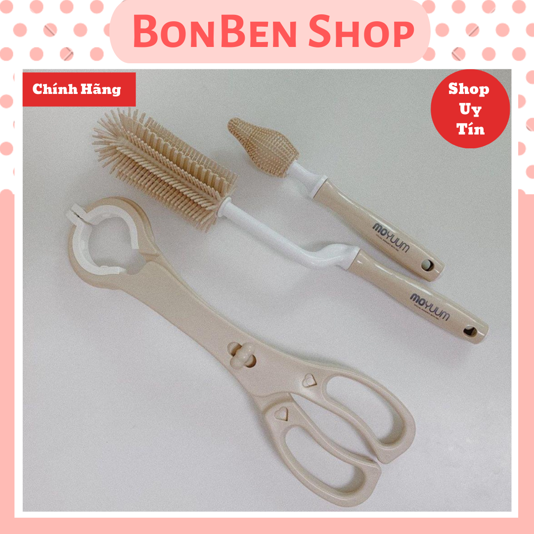 Bộ chổi cọ bình sữa silicon moyuum hàn quốc chính hãng gồm 2 chi tiết, cọ bình, cọ núm ty