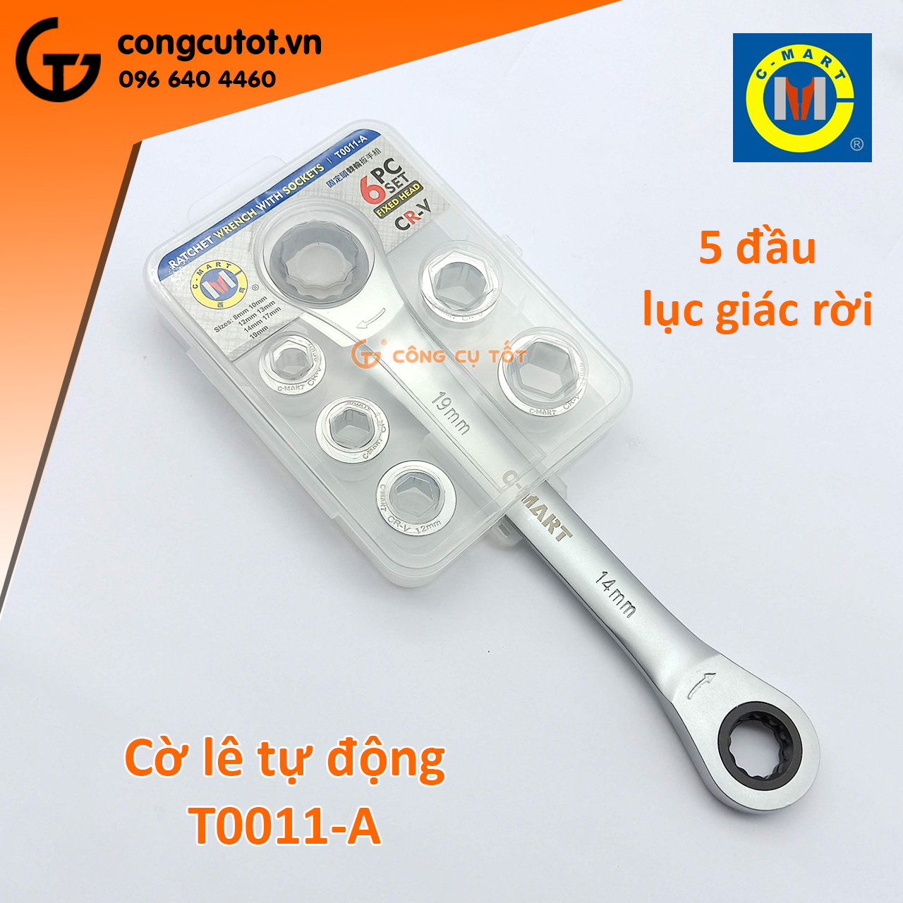 Bộ cờ lê 2 đầu vòng tự động c-mart t0011-a 8-19mm