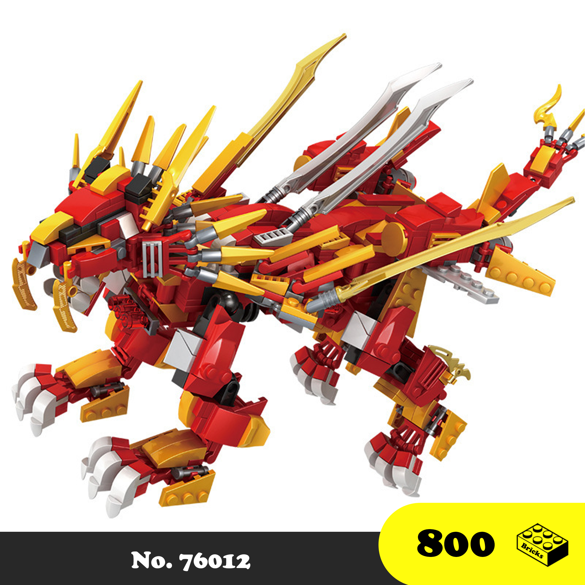 Đồ chơi lắp ráp Lego Sư tử lửa Ninja Go - Leduo 76012 Fire Lion Phantom - Xếp hình thông minh 800 mảnh ghép