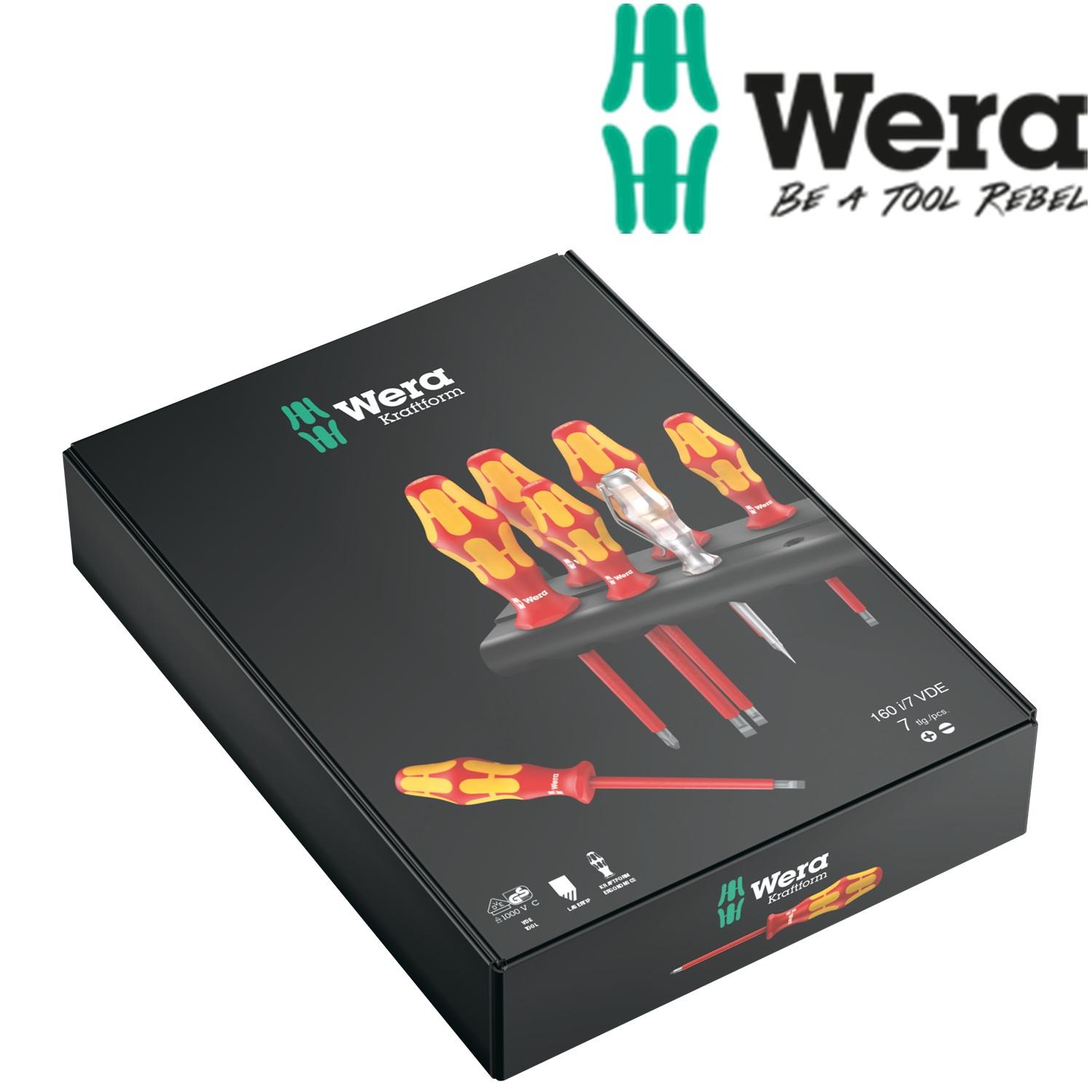 Bộ tua vít cách điện 1000v wera 05006147001 160 i/7 rack gồm 7 chiếc với giá trep bằng nhựa